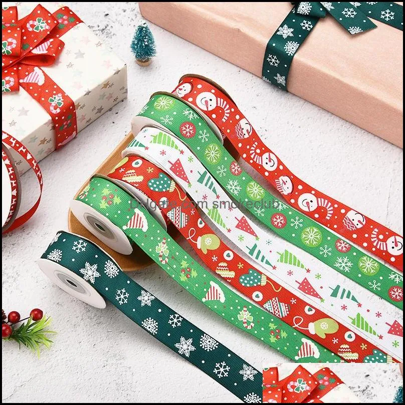 12 style 2.5cm Christmas decorations festive supplies ribbons Christmas Ribbon Christmas tree fawn snowflake ribbon DHL Shipping
