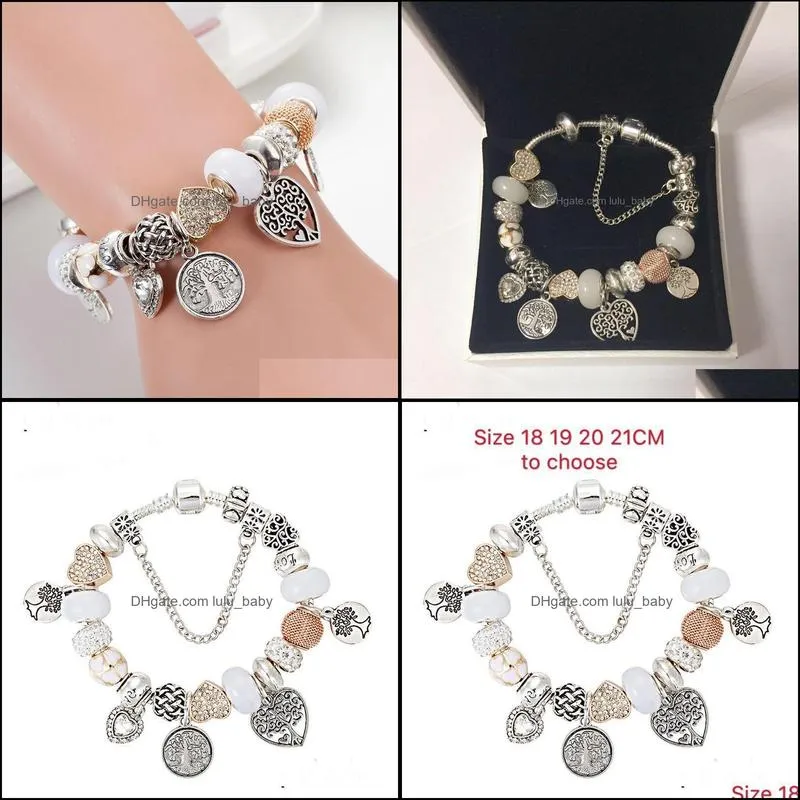 18-21CM New charm bracelet 925 silver fit for pandora European bracelets life tree pendant Charm bead Accessories DIY Jewelry Valentine