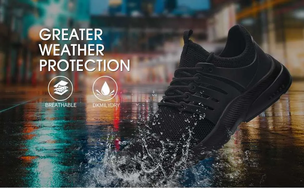 FENLERN Waterproof Ziben Safety Shoes Men Slip On Lightweight Wide