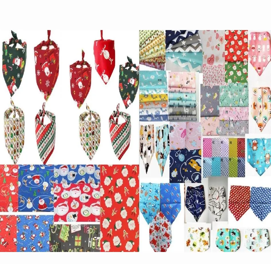 En gros de 800pcs / lot 2021 Chiot de vacances de vacances Chiot Pet Bandanas Collier Scarf à nœud papillon Coton le plus à la mode LS092 Couleur mixte