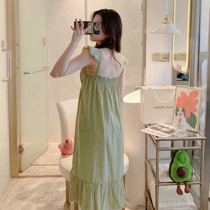 Korean Cotton Sleeveless V-Neck vintage nightgown...