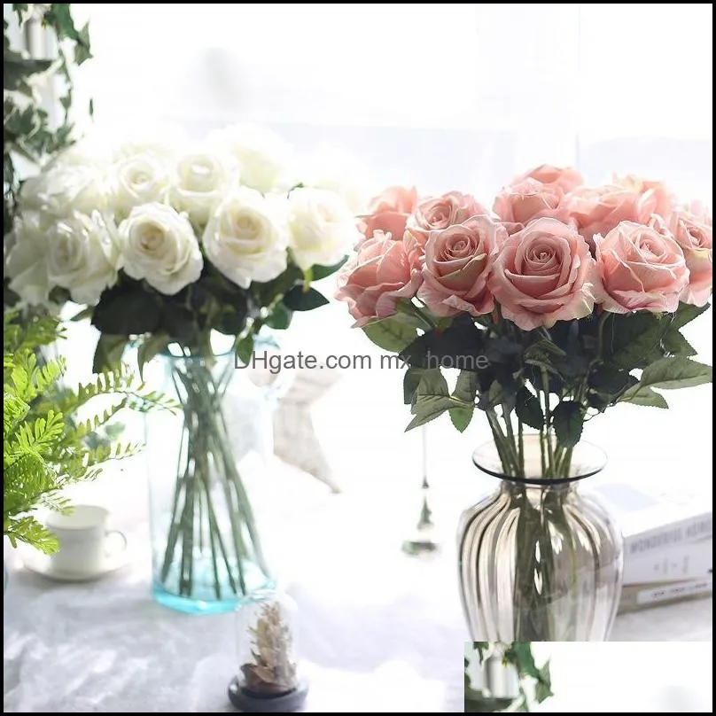 Artificial Roses Bouquet Silk Flowers Rose Fake Plastic Long Stem Gifts for Moms Gift Home Bridal Wedding Party Festival Decor