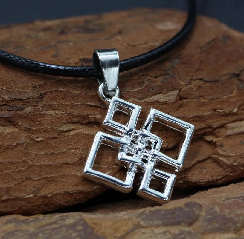H￤nghalsband Youe Shone Knot Necklace Quaternary Alloy Square Irish Eternity Protection Symbolic Unisex Jewelry Mysti