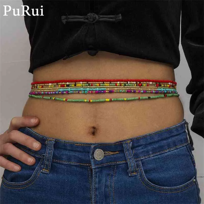 Purui bohême 7 pièces/ensemble perles de riz bricolage pour Bracelet bijoux de corps Sexy Bikini plage taille chaîne brin breloques