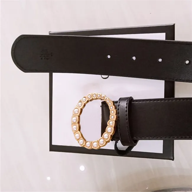 Rhinestone Buckle Womens Leather Belt Fashion Designer Double