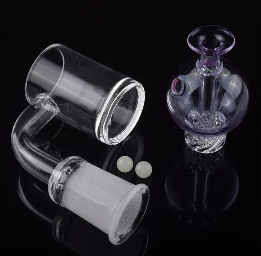 Rökning Tillbehör Quartz Banger Nail med Spinning Bubble Carb Cap och TERP Pearl 10mm 14mm 18mm Joint 45 90 grader för glas bongs
