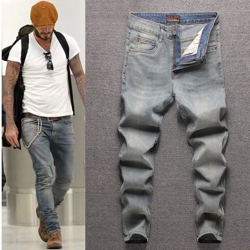 Partihandel unga män jeans vår och höst ny raka löst jeans män koreanska mode casual byxor män