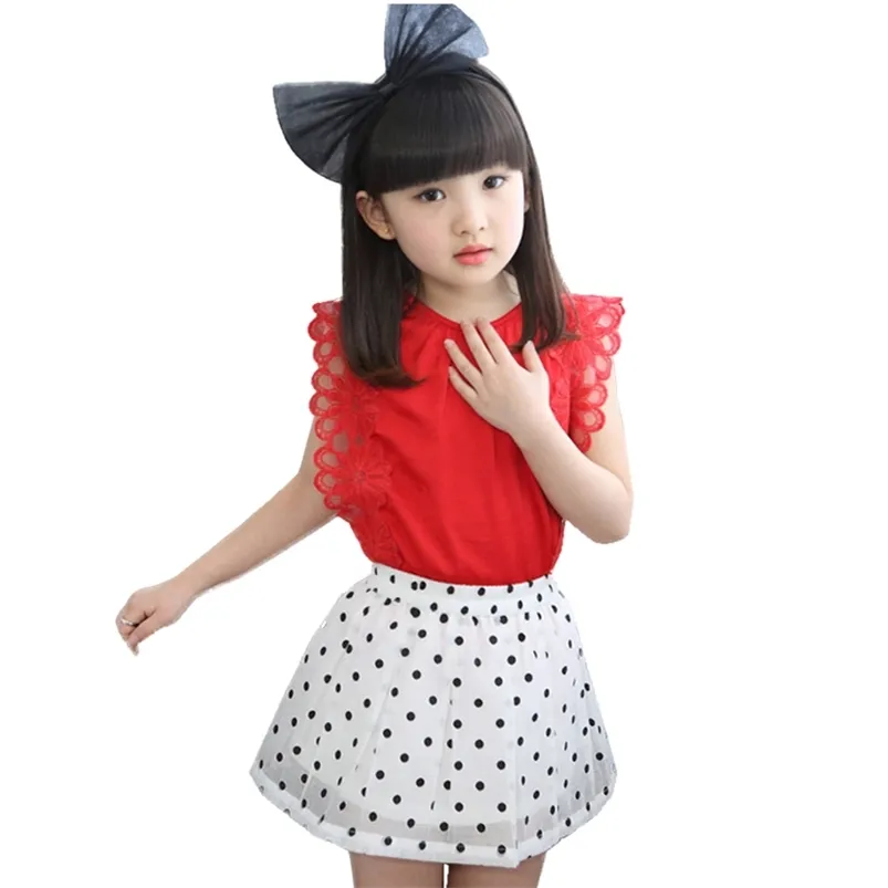 Girls Clothes Lace Vest + Skirt Children's For Summer Tracksuit Girl Teenage Set 210527