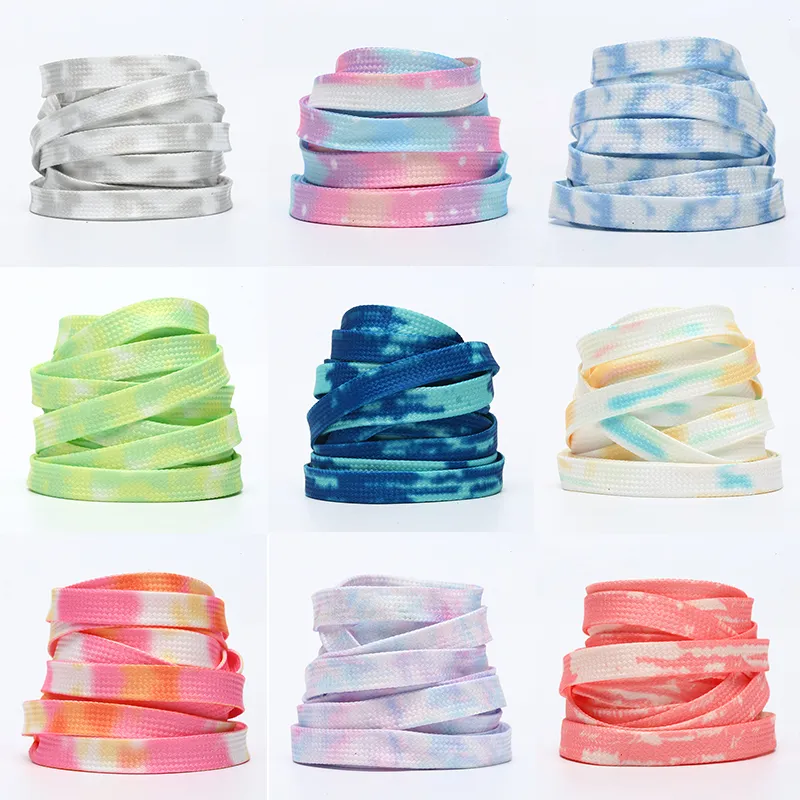 Tie Dye shoelaces Canvas shoes rope white grey blue Mint Green rust Pink colorful laces length 100-180 cm