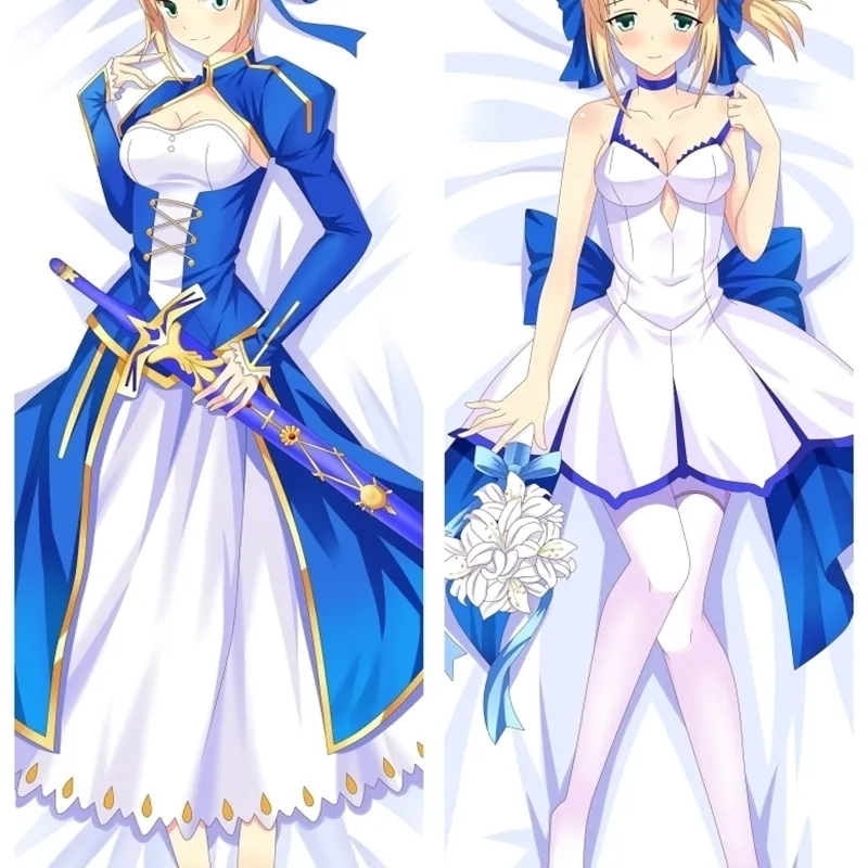 Anime Dakimakura Body Fate Stay Night Saber 150x50cm 100x35cm Pillow Case Cover Manga 1 Y200417