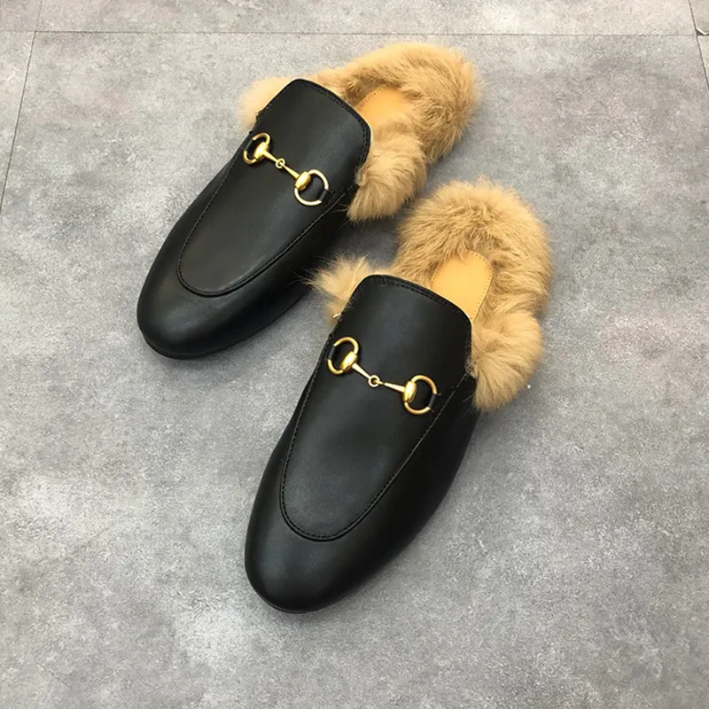 Luxury brand-name shoes, fashion classic sandals, hairy slippers, spring and summer leather ladies beach cool flat heel 35-42 advanced customization