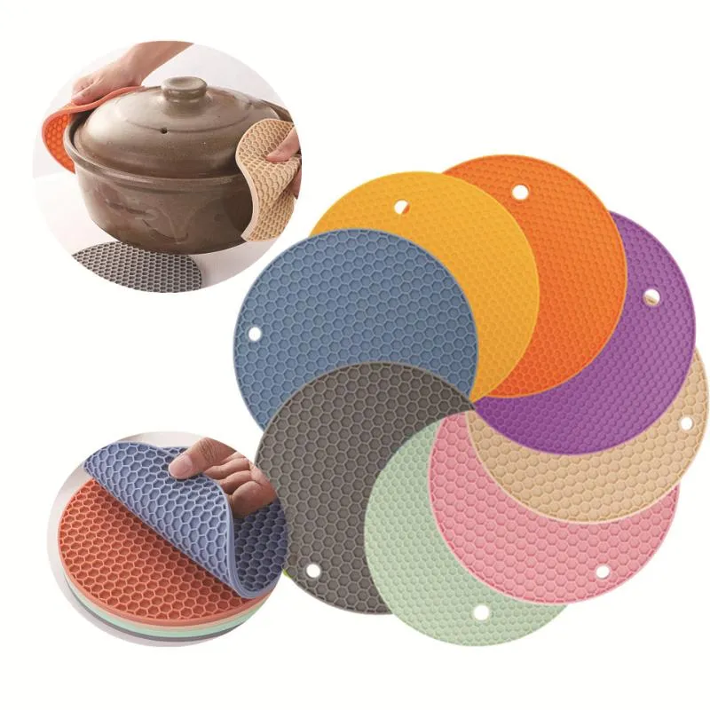 Tapis Coussinets 8mm Épaissir Silicone Pot Holders Dessous de plat ronds polyvalents Ouvre-bocaux Repose-cuillère - Extra épais