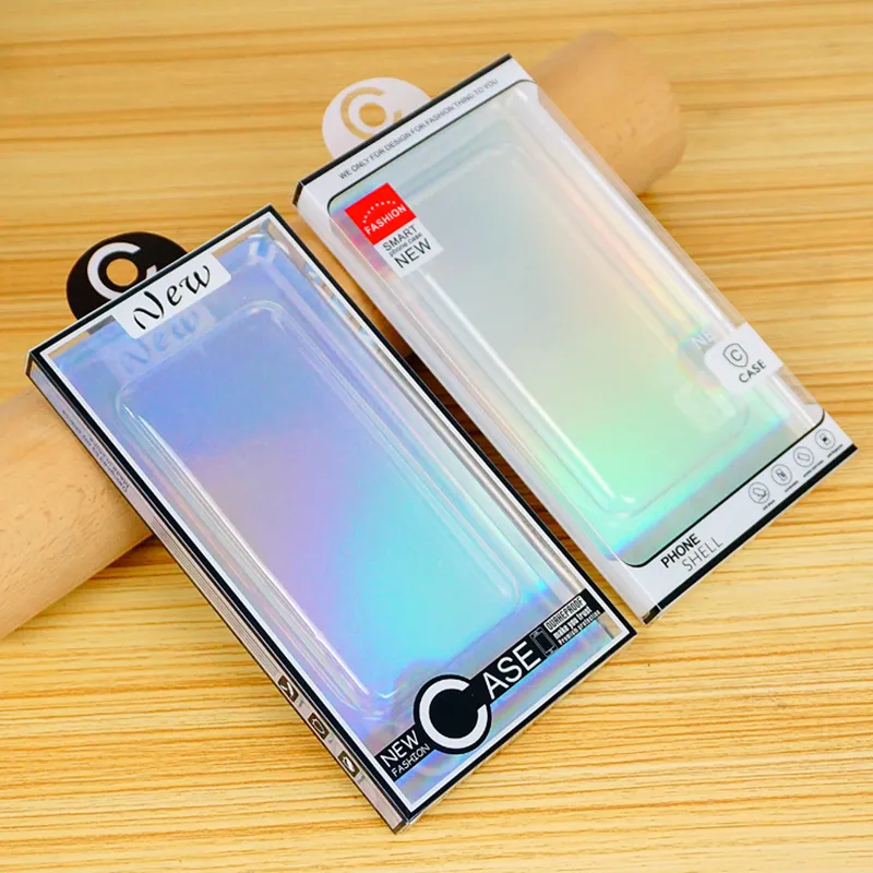 300PCS Fashion Laser Blister PVC Plast Svart Clear Retail Packaging Packing Box för iPhone 12 11 8 7 SE Mobiltelefonväska