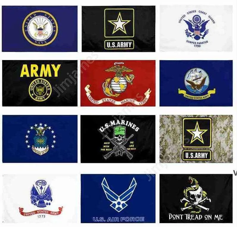 Drapeau de l'armée américaine USMC 13 styles Usine directe en gros 3x5Fts 90x150cm Air Force Skull Gadsden Camo Army Banner US Marines DAJ09