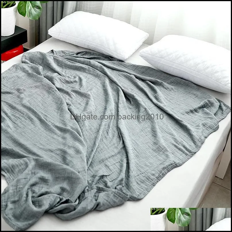 Blankets 3Layer Cotton Gauze Towel Muslin Blanket For Bed Soft Throw Plain Adults & Kids On Sofa Bedspread