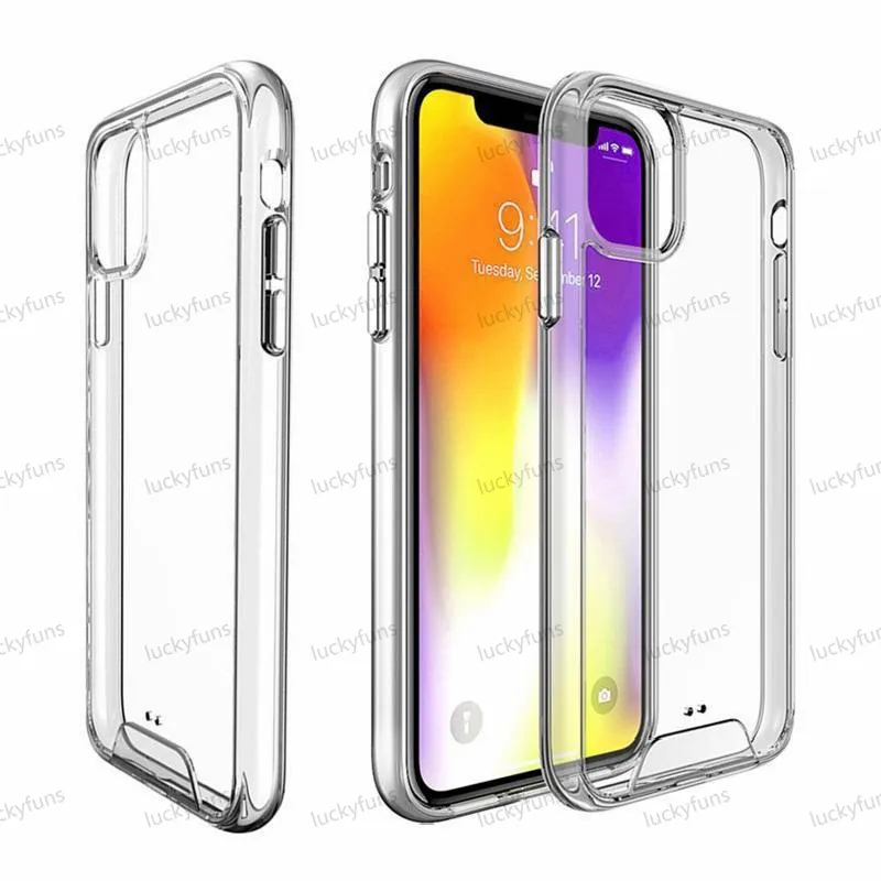 Espaço Premium Transparente Capas de Telefone Rugged Clear TPU PC Captura à prova de choque para iphone 12 11 pro max xr x 6 7 8 plus