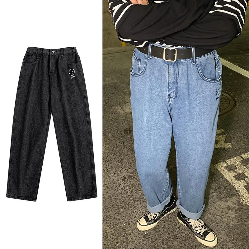 Men's Jeans 2021 Loose Straight Casual Wide Leg Pants Cowboy Women Streetwear Korean Hip Hop Trousers Spring Summer