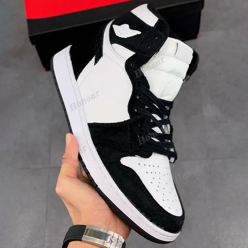 حذاء كرة السلة الكلاسيكي Jumpman 1 عالي الجودة 1s High OG Panda مصمم أزياء رياضية للركض مع صندوق