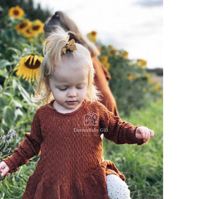 Sonbahar ve Kış Yeni Kızların Triko Takım Elbise Bebek Kazak Kore Trompet Bebek Gömlek Uzun Kollu Giysi Y1024