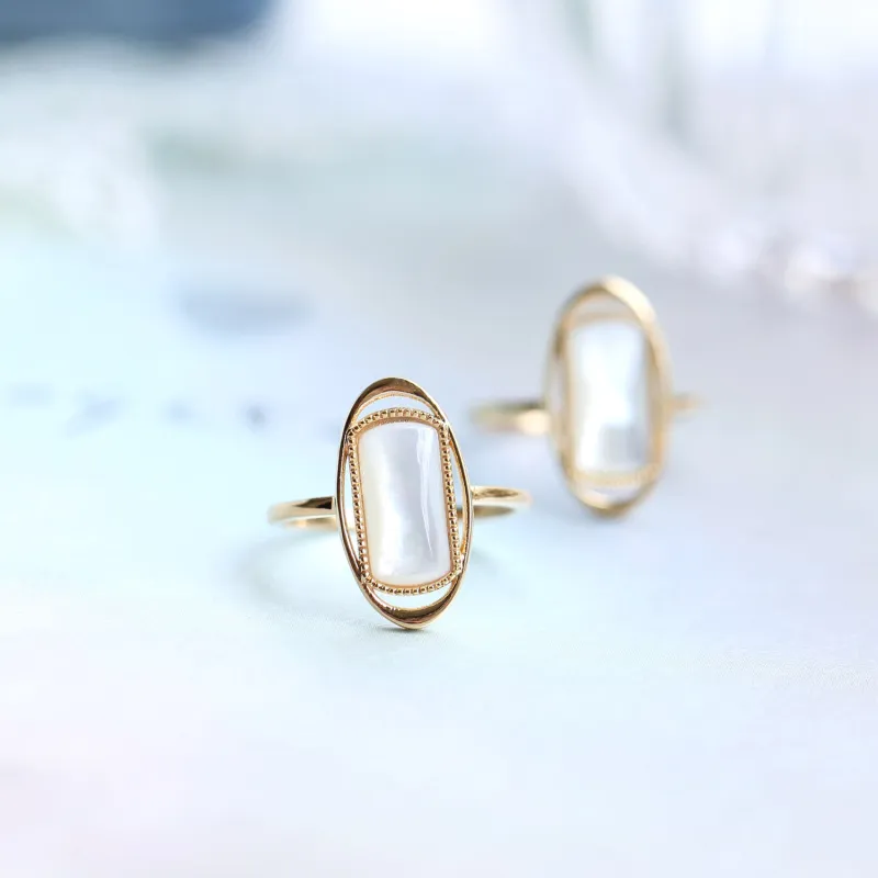 Роскошный дизайн белая бабочка раковина кольцо позолоченные натуральные кольца стерлингового серебра 925