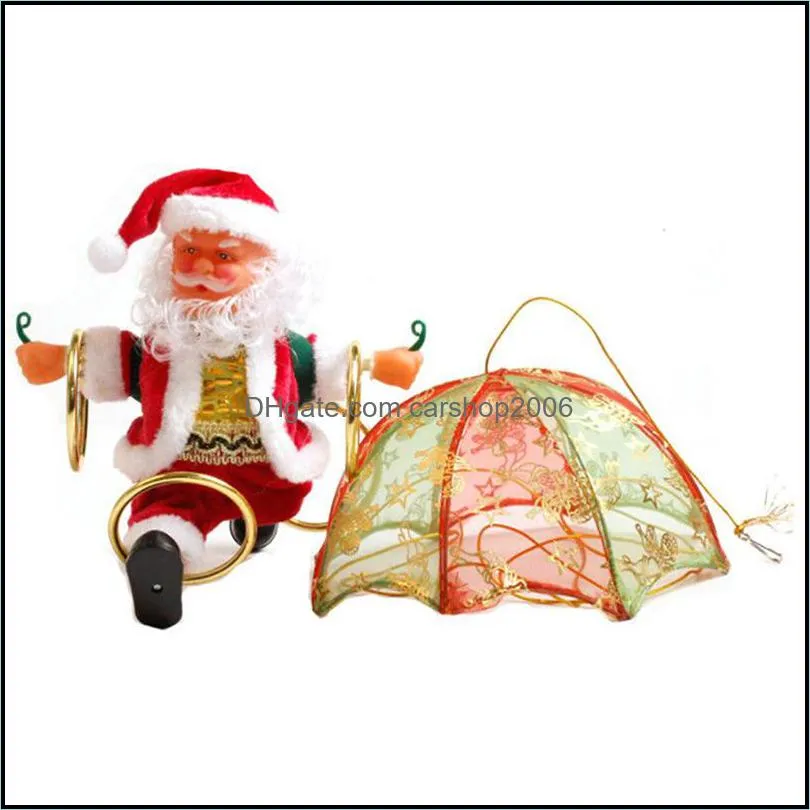 Electric Christmas Santa Claus Toy Hanging Rotation Parachute Turn Musical Pendant Christmas Gift For Child Toy Party Supplies New BC