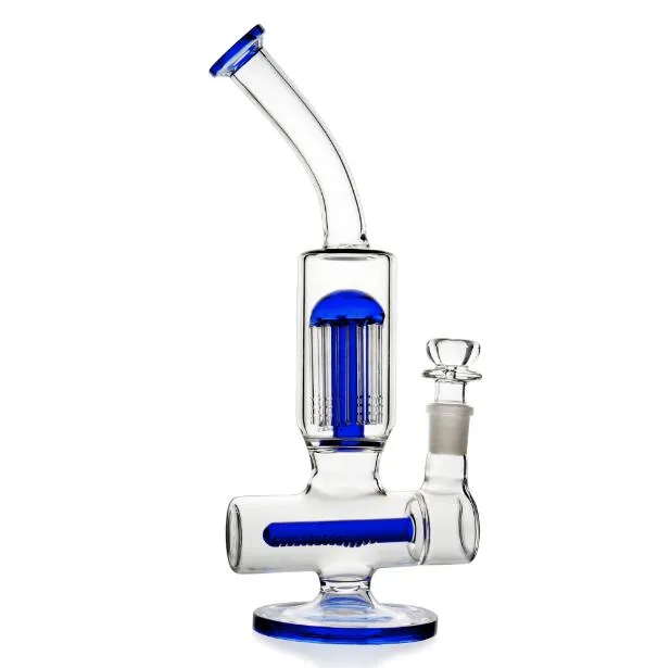 Klein Recycler Bong Arm Tree Perc Blue Glass Water Pipes Heady Dab rigs 물 담뱃대 14mm 그릇 담배와 흡연