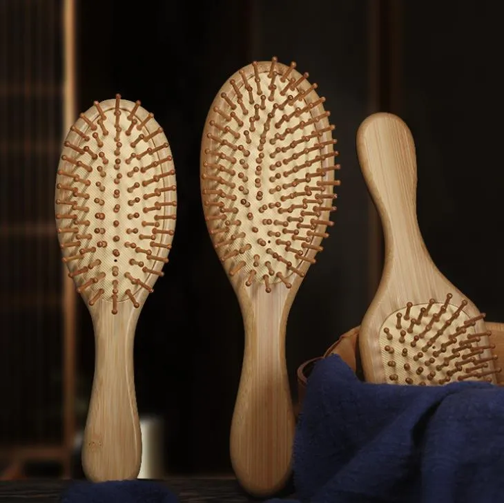 Wood Hair Comb Bamboo Airbag Massage Comb Carbonized Solid Wood Bamboo Cushion Anti-static Hair Brush Comb