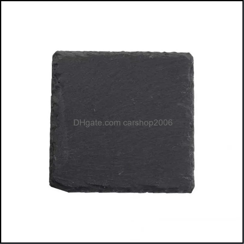 Natural Slate Coaster Table Decoration Whiskey Themed Wine Cup Holder Coasters Insulation Tea Mat HWB7590