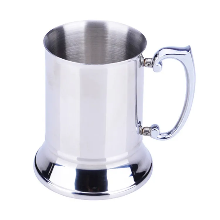 Ny 16 ounce dubbel vägg rostfritt stål tankard, öl rån, hög kvalitet, spegel finish DH9587