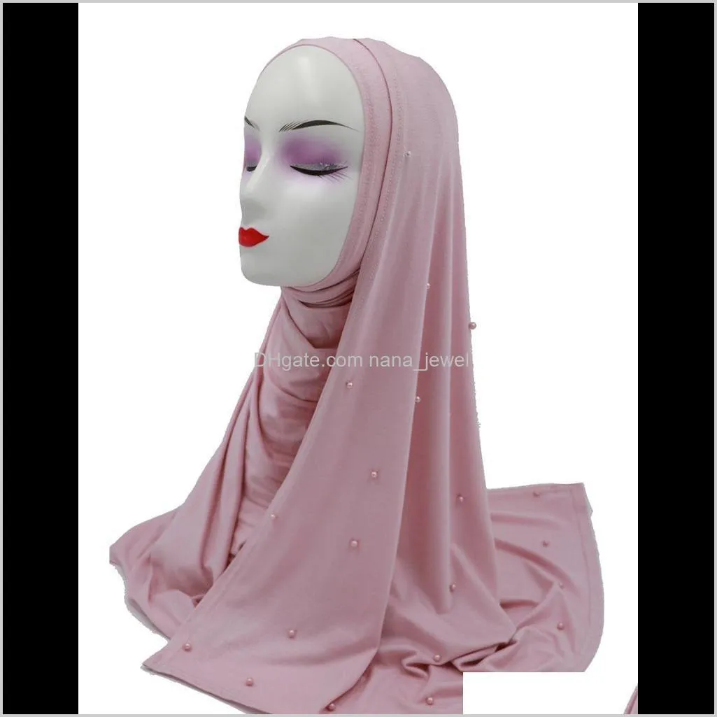 Cross-Border Hui Lady Solid Pearl Cotton Scarf Arab Modale Long Towel