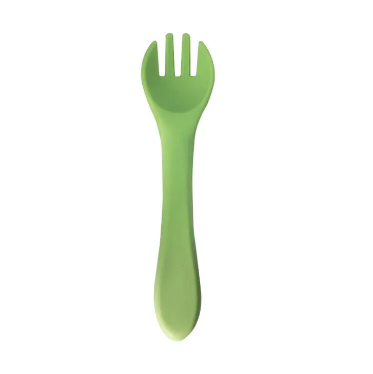 Baby Silicone Tableware Fork Baby Learn Eat Training Cute Kids Food Supplement Soft Fork Children Cutlery Tableware YL430