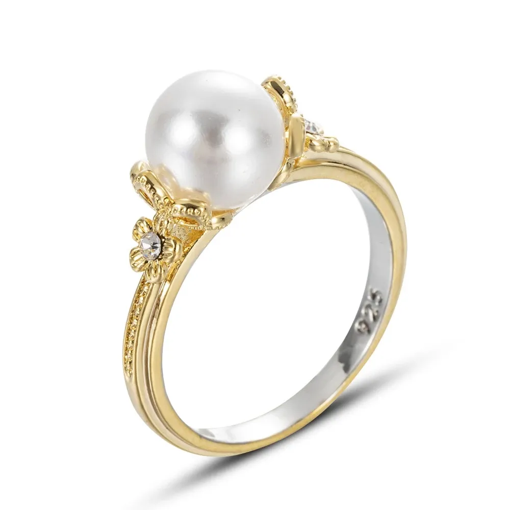 Big Imitation Pearl Ring for Women High Quality Statement Jewelry Elegant Anniversary Party Ring