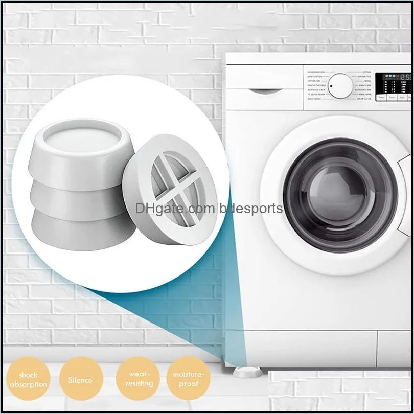 White/Black Rubber Washing Machine Pads For Anti Vibration Refrigerator Mute Mat Floor Furniture Protector Bath Accessory Set