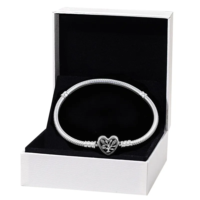 Braccialetti da donna in argento sterling 925 adatti perline Pandora Charms albero genealogico Bracciale a catena in osso di serpente di alta qualità Regalo da donna di lusso con scatola originale