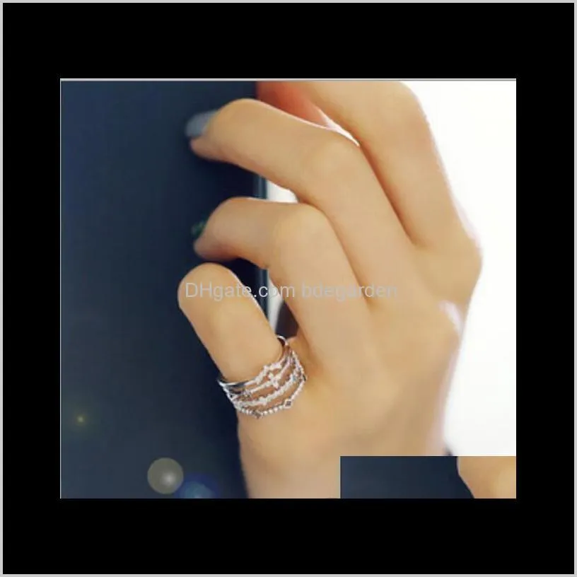 jewelry zircon hollow rings four layer hollow out open wide rings for women hot fashion free of shipping
