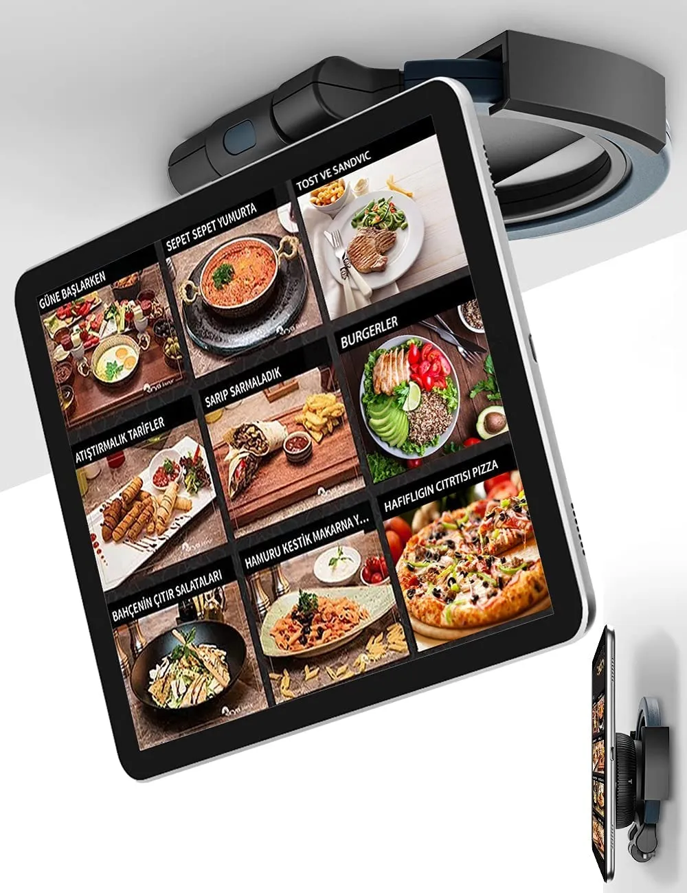Supporto per tablet da cucina Supporto per tablet da 360 gradi e supporto per tablet senza oscillazioni da parete, supporto universale per telefono da tavolo da 4,7 a 13,5 pollici Supporto per iPad