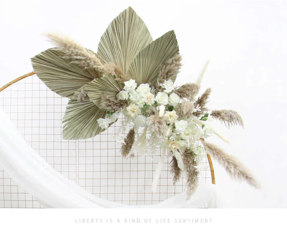 Natural Dried Flower Arrangement Pampas Grass Reed Row DIY Wedding ...