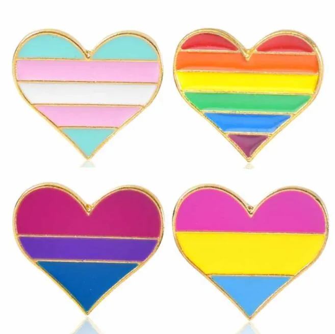 Rainbow color Enamel LGBT Brooches For Women Men Gay Lesbian Pride Lapel Pins badge Fashion Jewelry in Bulk