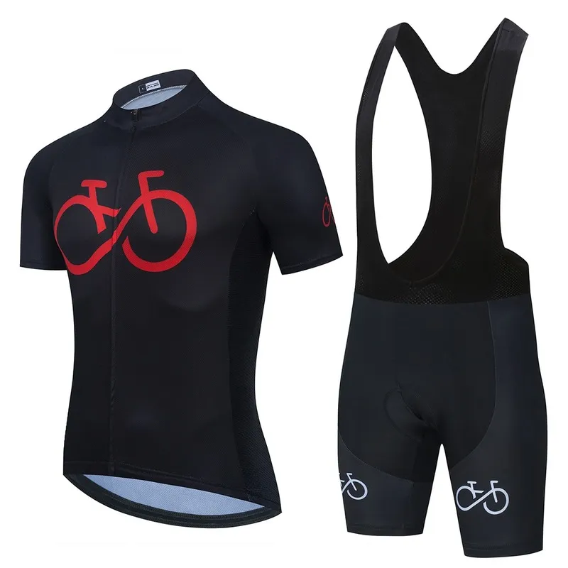 2021 Svart Cykling Jersey 19d Pad Bib Shorts Cykel Kläder Cykling Snabbtork Män Pro Cykling Maillot Ciclismo Hombre