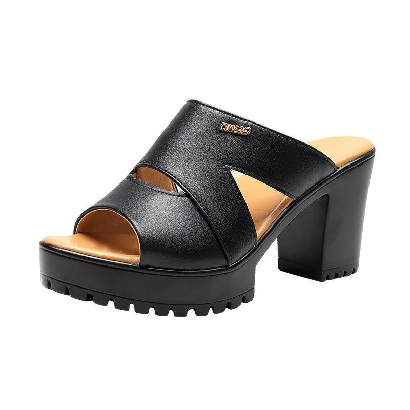 Cm hakken slippers blokkeren vrouwen hoge trouwschoenen zomer elegant klein groot formaat dikke platform dia's kantoor rood 705 29766