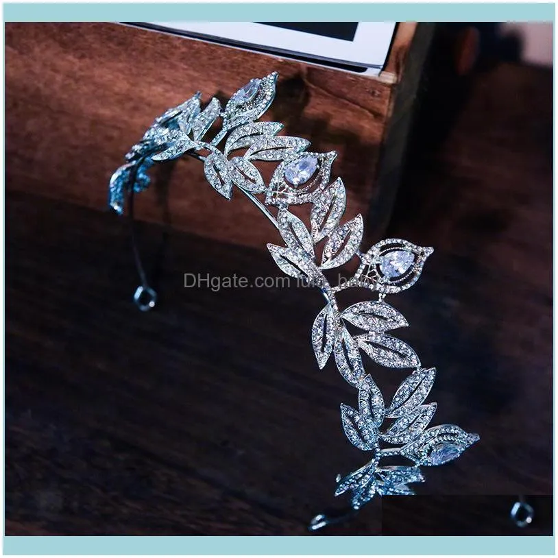 Hair Clips & Barrettes Floralbride Alloy Rhinestone Crystal Zircon Leaf Bridal Tiara Princess Crown Wedding Accessory Women Bridesmaids