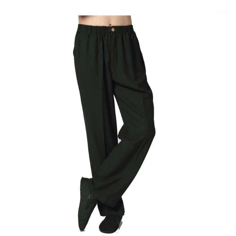 Vintage Black Chinese Style Pant tradizionale Biancheria di cotone tradizionale Wu Shu Tai Chi Pantaloni S M L XL XXL XXXL WNS031808 Pantaloni
