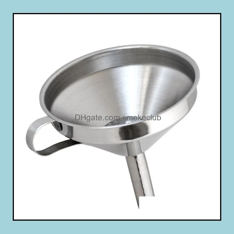 500pcs Hot 4 Inch 304 Stainless Steel Funnel With Detachable Strainer Kitchen Tools Funnels free shipping