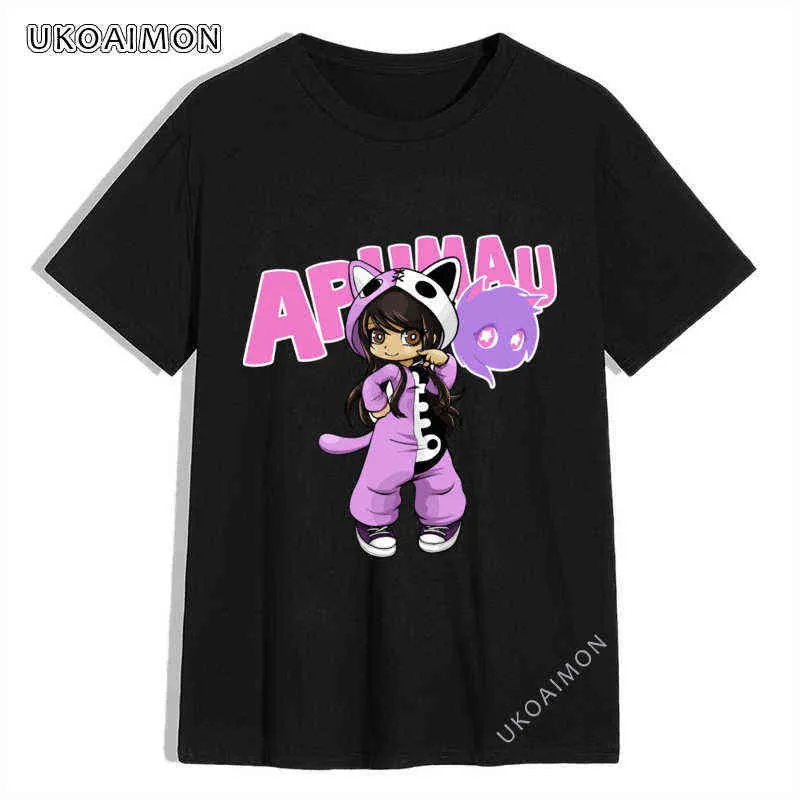Aphmau meisje zomer losse gekke t-shirts 100% katoen hiphop tshirts volwassen eenvoudige stijl t-shirt mannen goedkope T-stukken voor 0212
