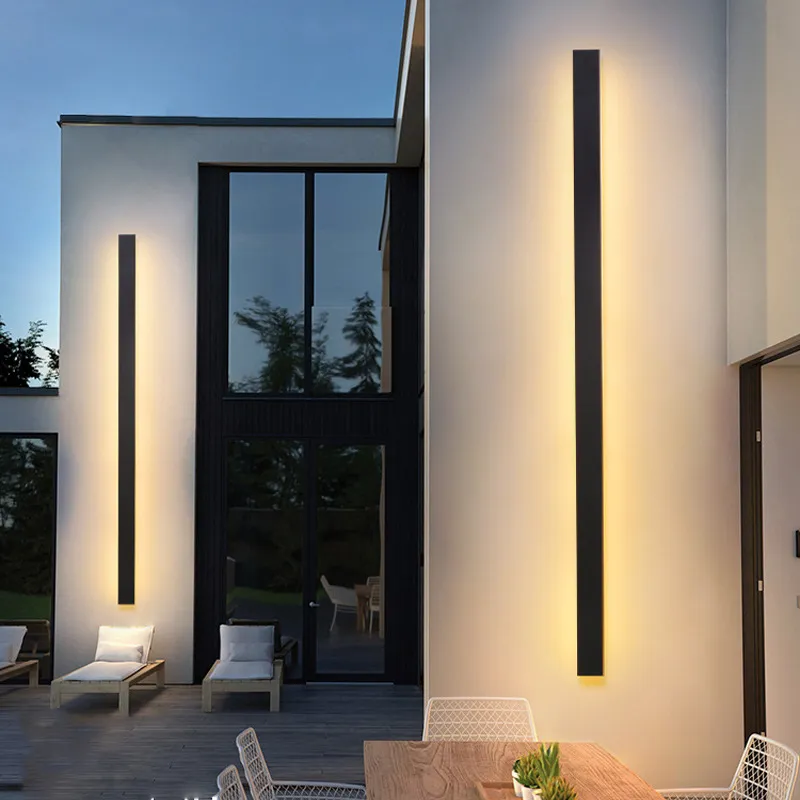 JML LED Vägglampor IP67 Vattentät Utomhusväggsbricka Ljusstång för Villa Courtyard Vit Varm Led Bar Light 5mm svart lampa