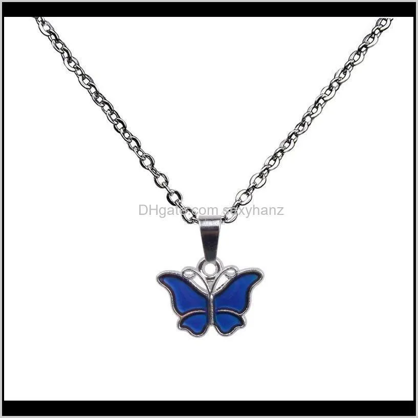 fashion Color Changing Butterfly necklace cute Temperature sensing butterfly pendant women necklaces fashion jewelry will and sandy