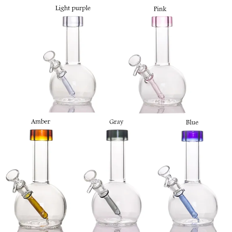 7.4" Small Hookahs Thick mouth straight rod dab rig Purple Blue Black Pink Brown glass bong on sales
