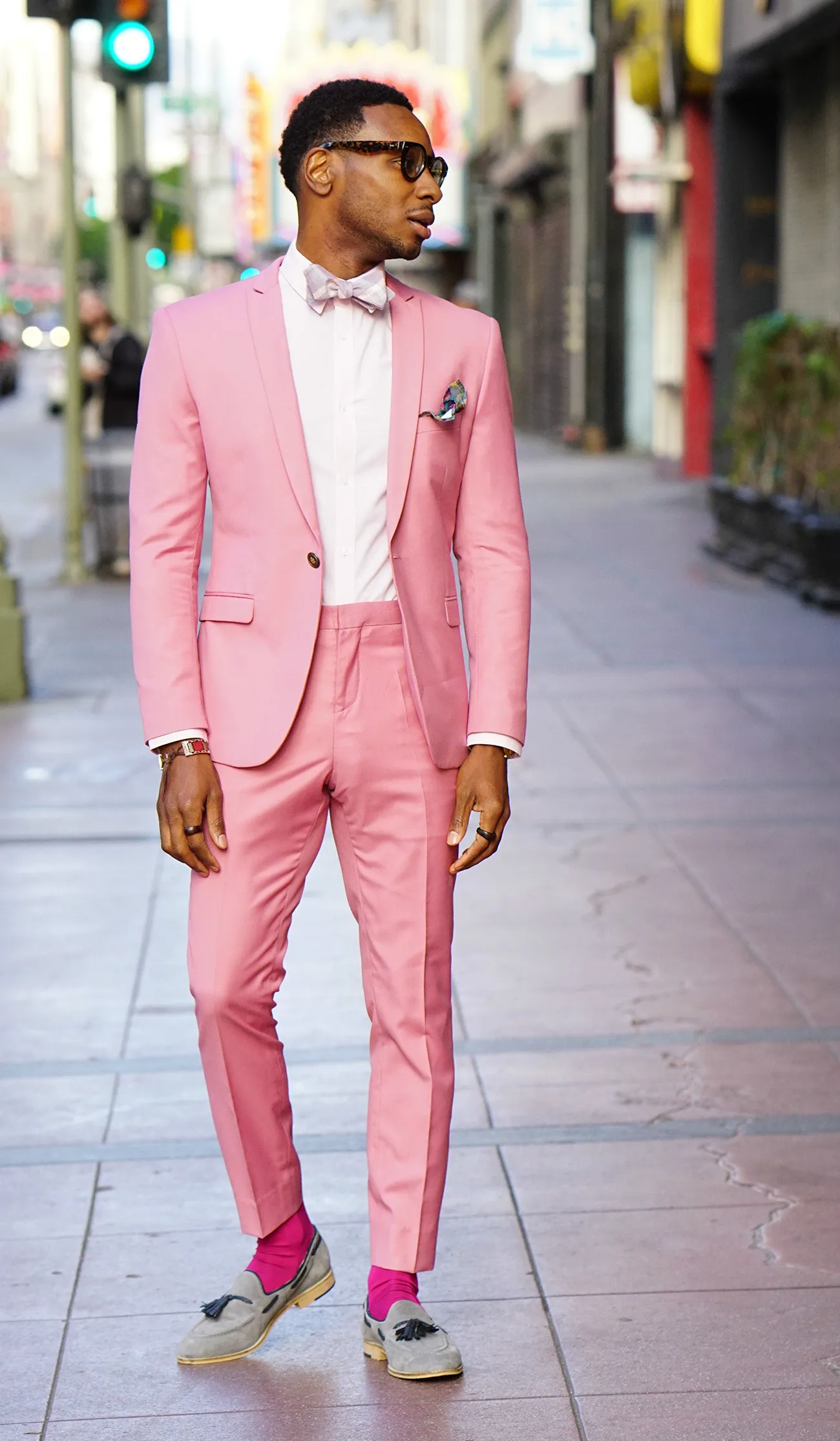 Spring Summer Men Tuxedos Hot Pink Slim Fit One Button Groom Mens Pants Suits Business Prom Dinner Blazer Suit Jacket Pants