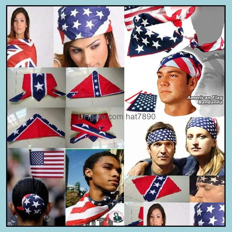 New 60pcs 55*55cm 100% cotton confederate hiphop bandanas civil war battle bandana headwrap outdoor flag kerchief Headbands 0383