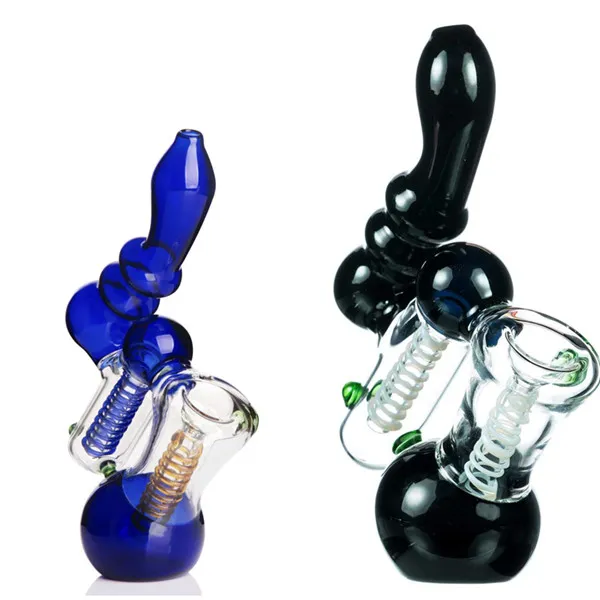 Bubblers Oil Burner를위한 Black Blue Hookah Inline Percolator Glass Bubbler Hand Pipe DAB 흡연 봉 액세서리